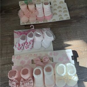 Baby Girl Socks Set in Pink and White